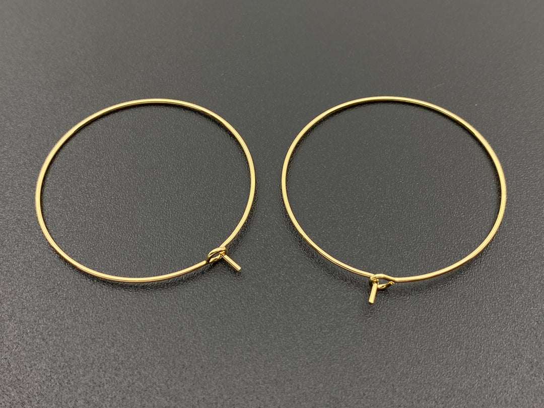 10PCS 40mm Gold Plated Round Hoop Earrings-Earring component