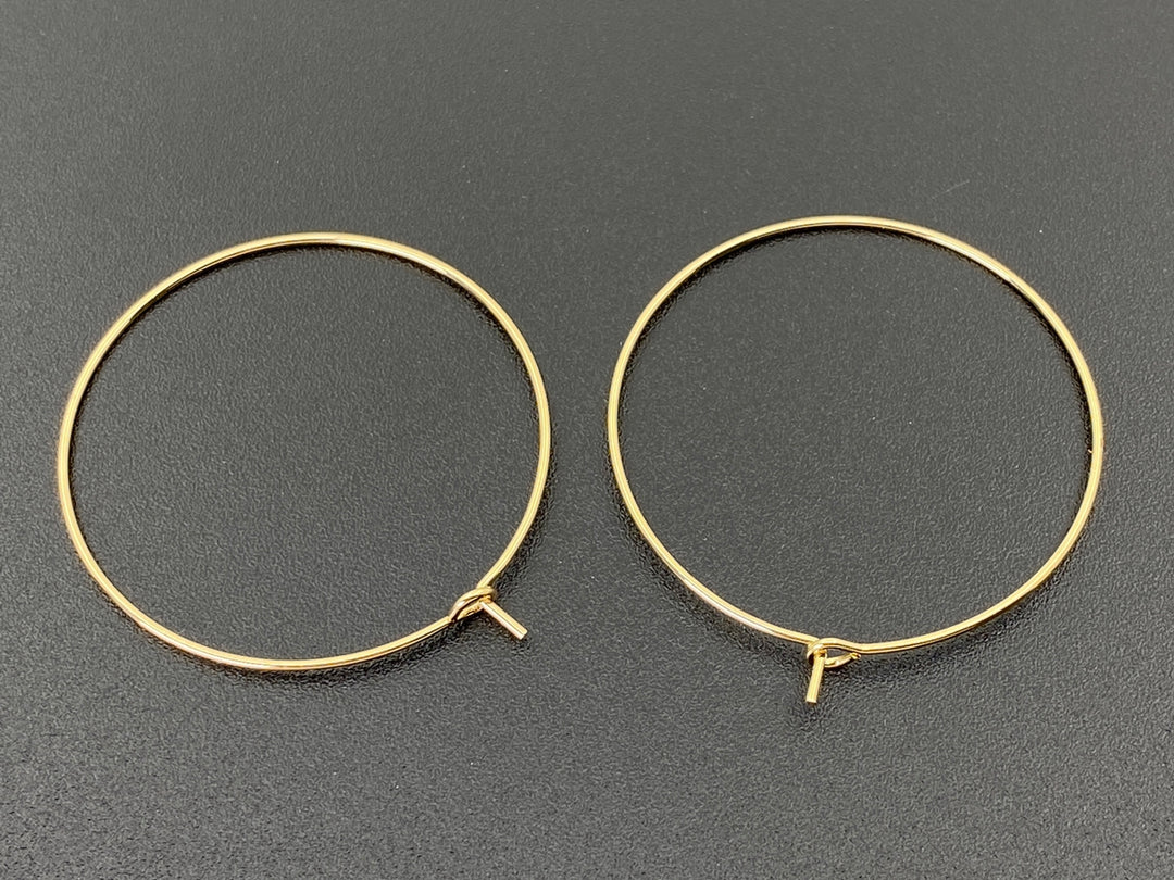 10PCS 40mm Gold Plated Round Hoop Earrings-Earring component