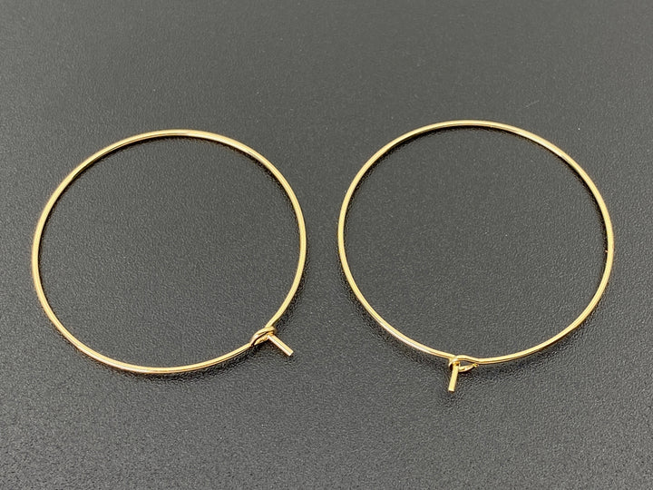 10PCS 40mm Gold Plated Round Hoop Earrings-Earring component