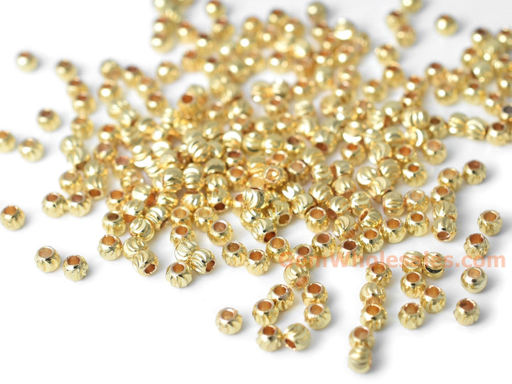 50PCS 2mm gold plated brass Pumpkin Beads, tiny spacer beads