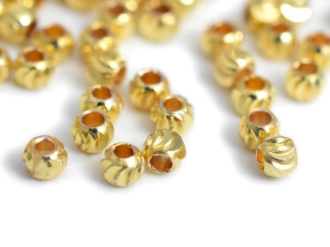 50PCS 2mm gold plated brass Pumpkin Beads, tiny spacer beads
