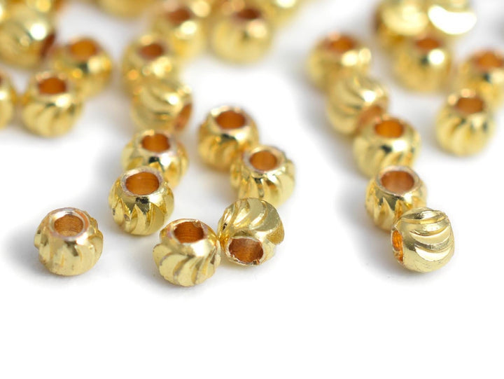 50PCS 2mm gold plated brass Pumpkin Beads, tiny spacer beads