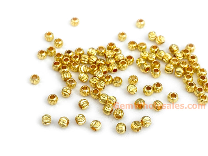 50PCS 2mm gold plated brass Pumpkin Beads, tiny spacer beads