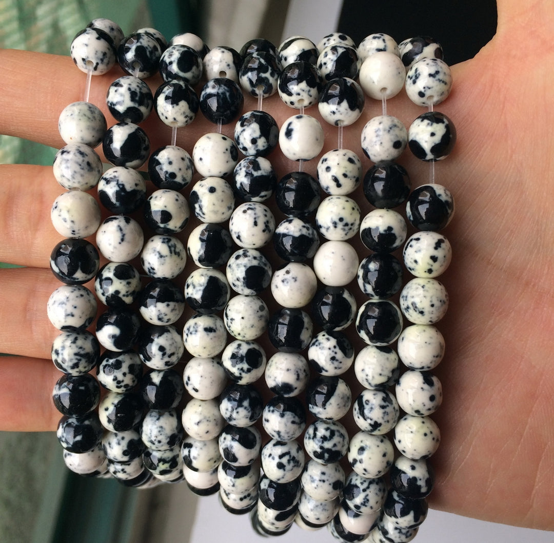 15.5" 8mm/10mm Dyed beige blue rain flower stone round beads