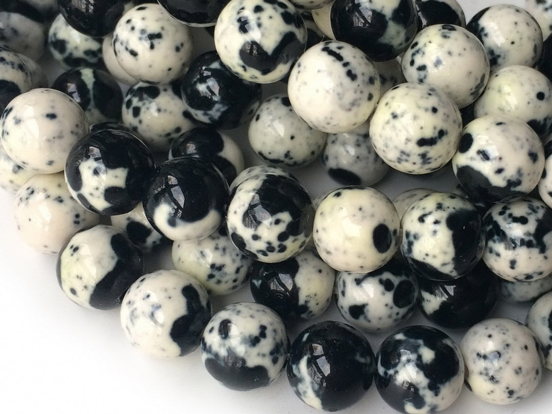 15.5" 8mm/10mm Dyed beige blue rain flower stone round beads
