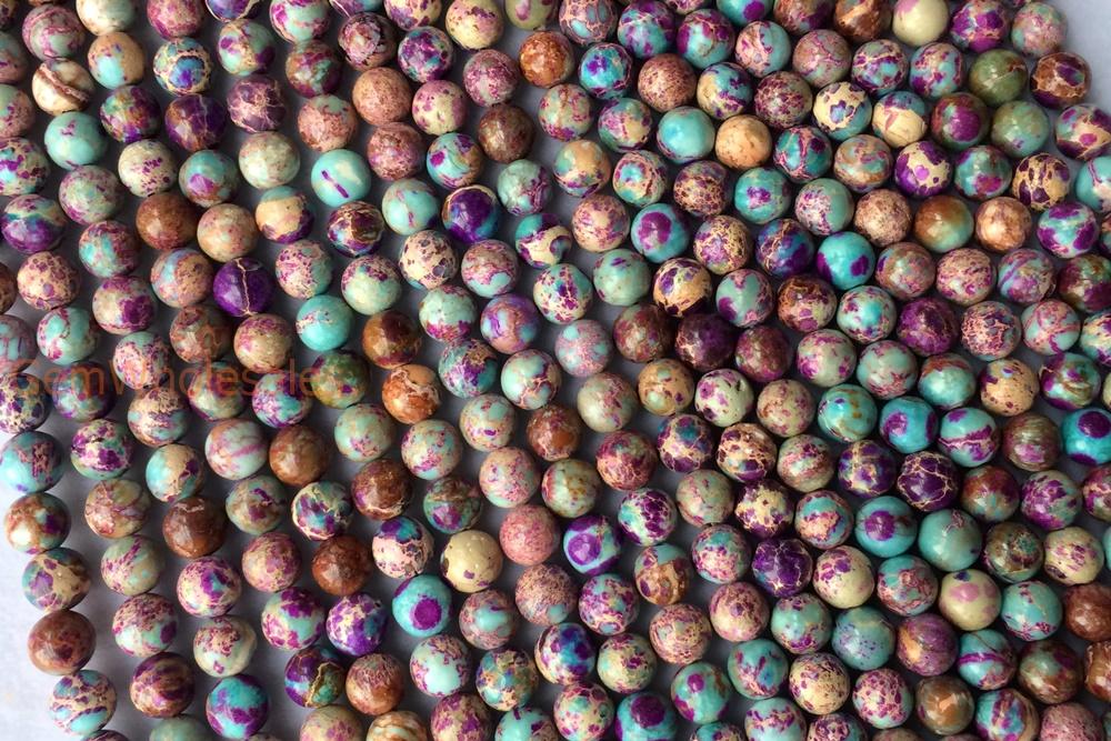15.5" 8mm purple green emperor jasper round beads, Sea Sediment,Aqua Terra Jasper N