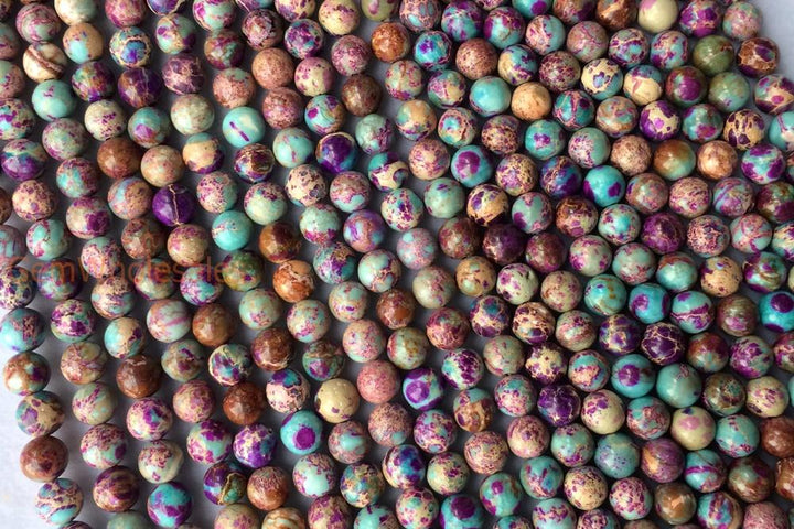 15.5" 8mm purple green emperor jasper round beads, Sea Sediment,Aqua Terra Jasper N