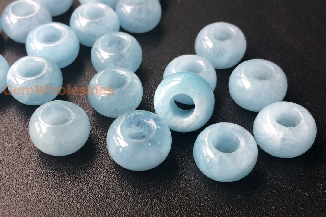 1pc 15mm AA Natural Aquamarine stone pandora beads