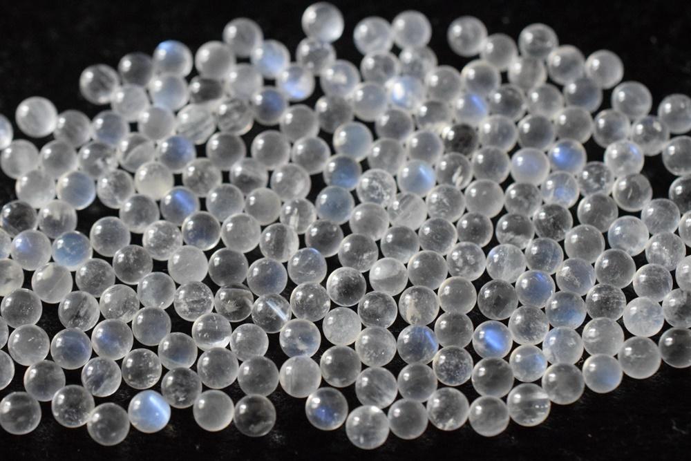 6PCS 4mm AAA Natural Blue white Moonstone round undrilled Sphere beads