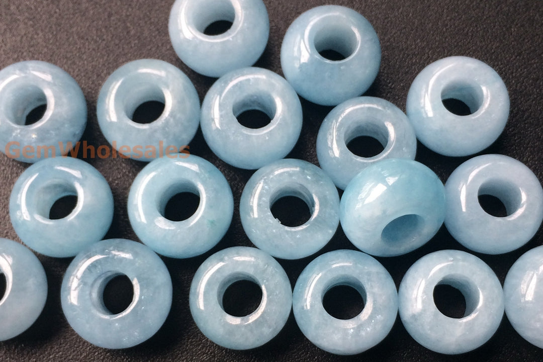 1pc 15mm AA Natural Aquamarine stone pandora beads