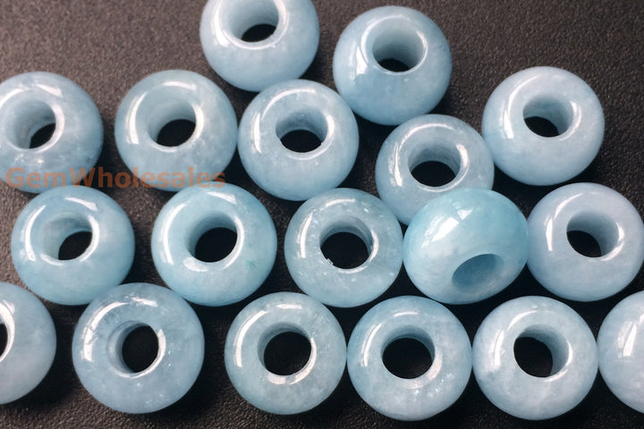 1pc 15mm AA Natural Aquamarine stone pandora beads