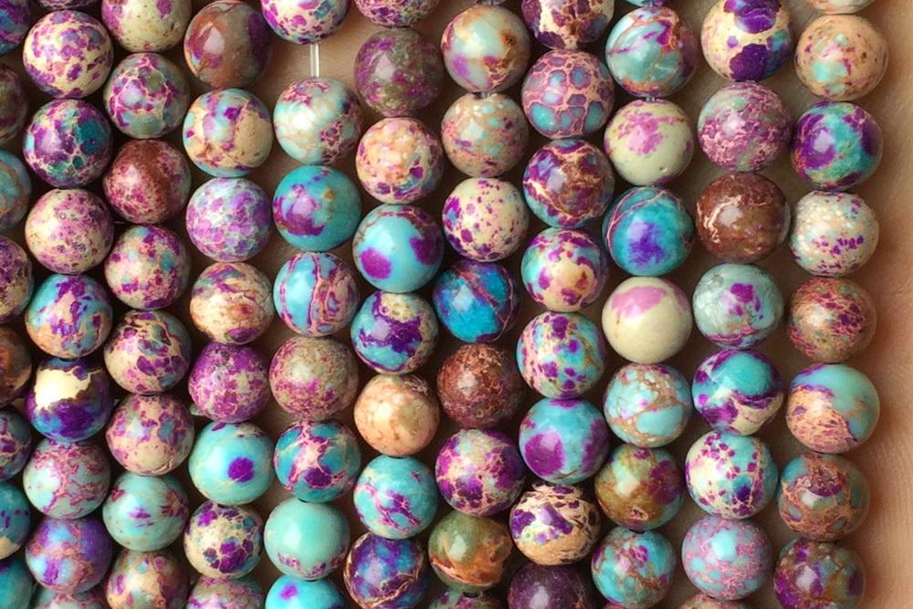 15.5" 8mm purple green emperor jasper round beads, Sea Sediment,Aqua Terra Jasper N