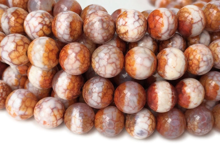 14.5" Red color Bulk tibetan Dzi beads 8mm, Red Dzi agate with white line on center