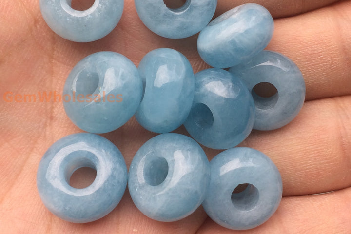 1pc 15mm AA Natural Aquamarine stone pandora beads