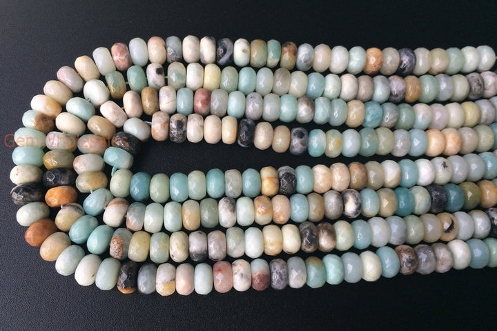 15" 6x10mm Natural amazonite rondelle beads,multi color amazonite roundel faceted