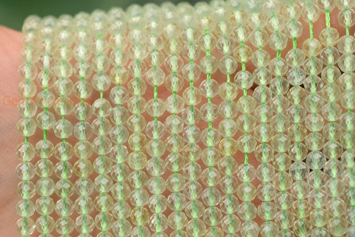 15.5" 4mm Natural Prehnite stone round faceted beads AAA