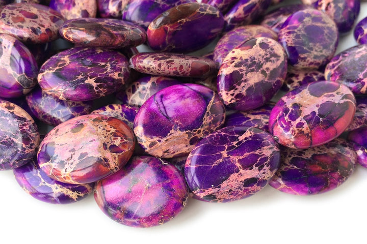 15.5" 18x25mm purple Sea Sediment oval beads,emperor jasper oval beads,impression jasper, Aqua Terra Jasper