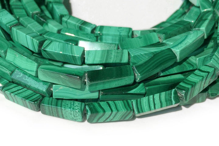 10PCS 4x13mm Genuine natural malachite stone Rectangle tube beads AA