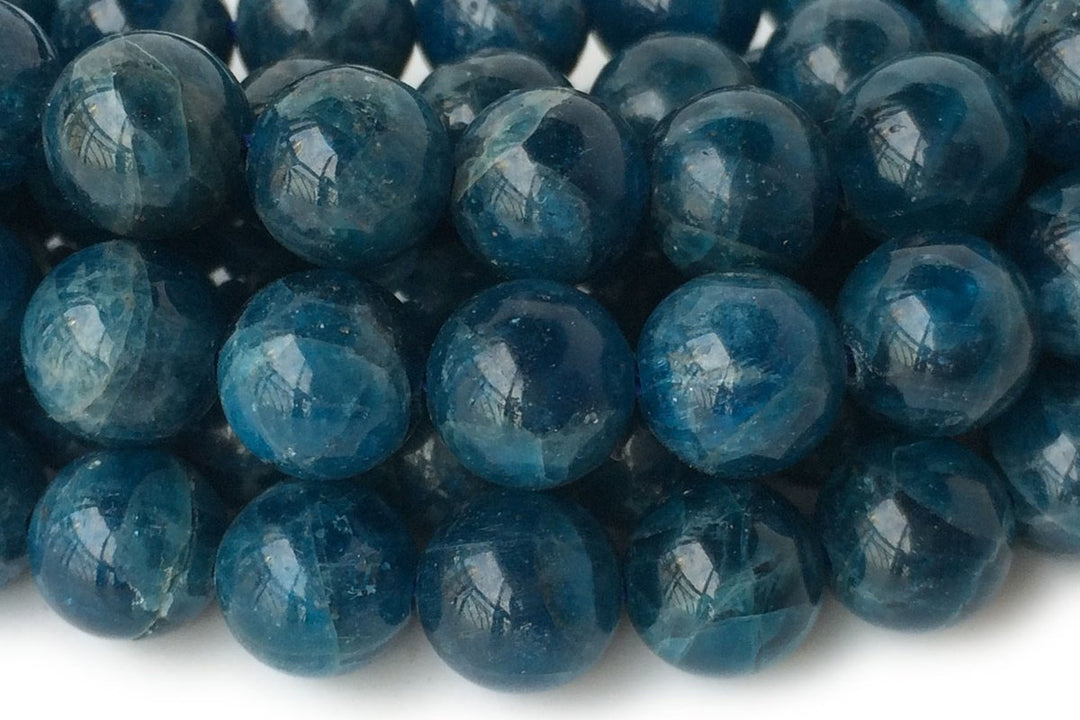 15.5" 6mm/8mm natural apatite dark blue stone round beads,AA