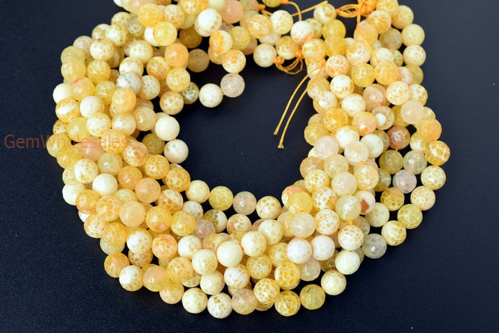 15" 8mm/10mm/12mm yellow fire Agate Round beads Gemstone
