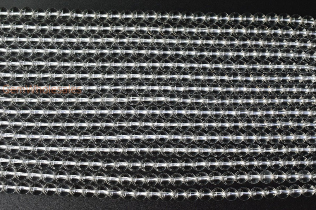 15.5" Natural rock crystal quartz 10mm round beads,1.8mm big hole