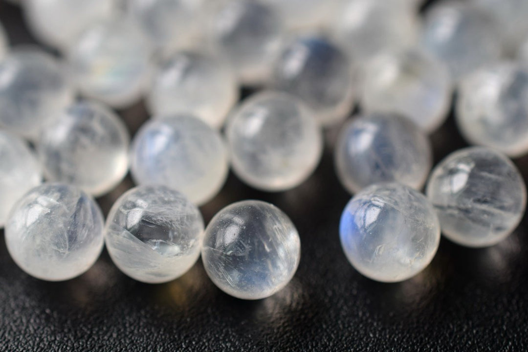 2PCS 6mm AAA Natural Blue white Moonstone round undrilled single Sphere beads