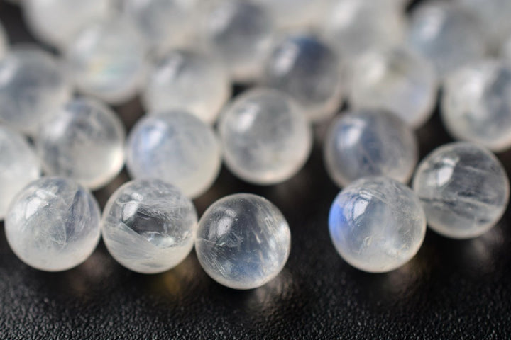 2PCS 6mm AAA Natural Blue white Moonstone round undrilled single Sphere beads