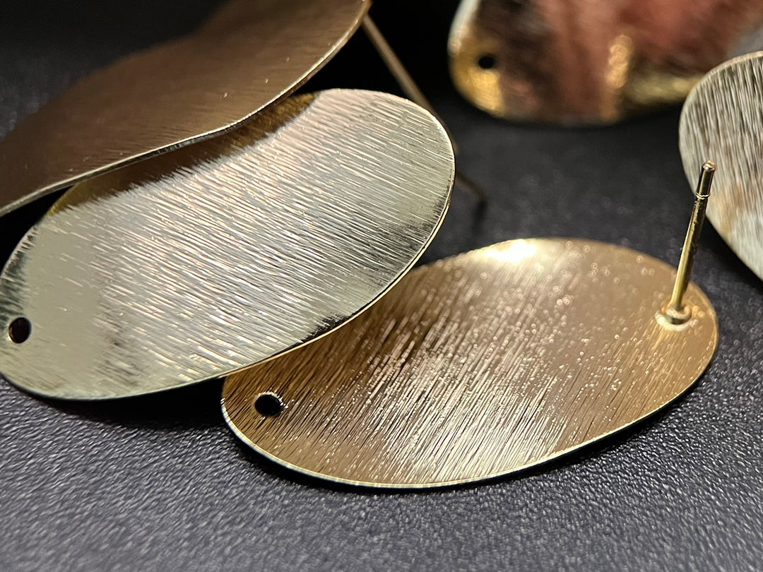 10PCS 15x30mm Gold plated brass oval earring accessory studs findings
