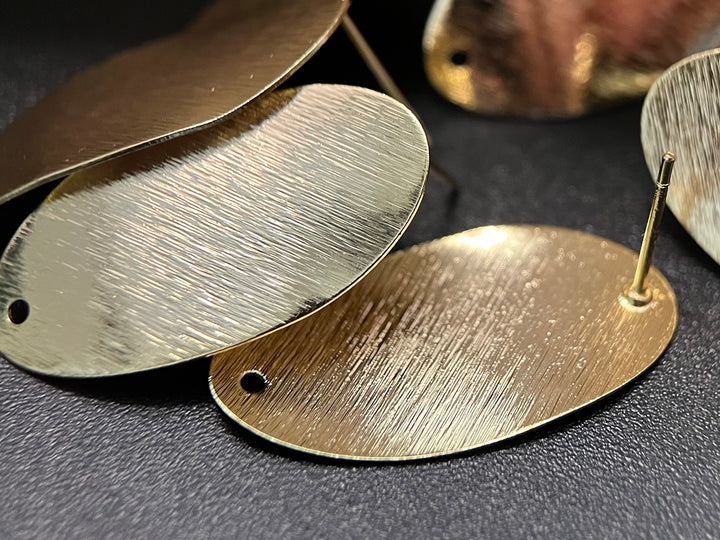 10PCS 15x30mm Gold plated brass oval earring accessory studs findings