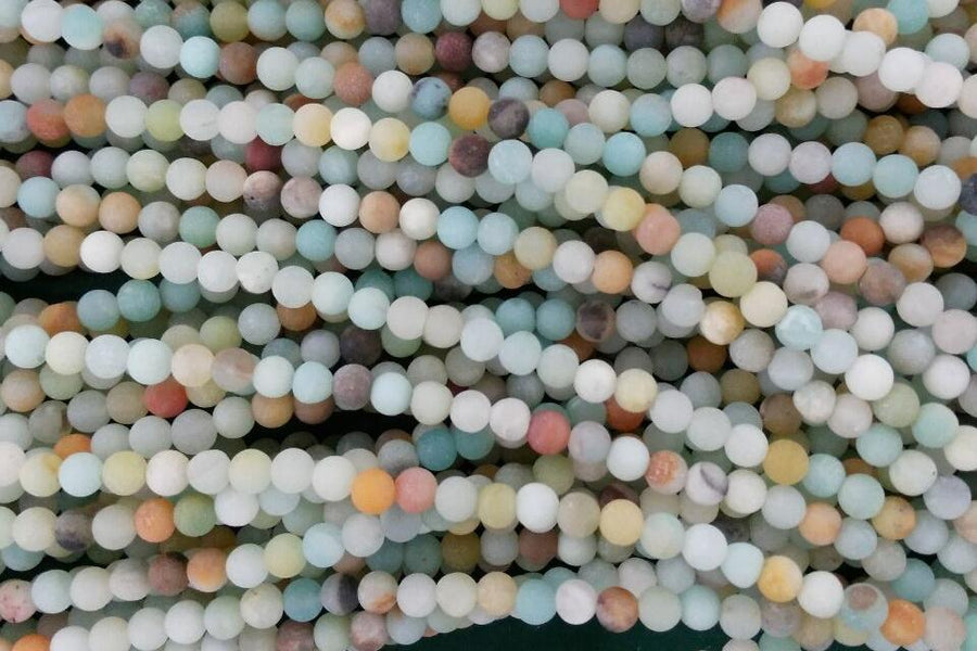 15" Matt finish Natural amazonite 4mm/6mm round beads,multi color gemstone beads
