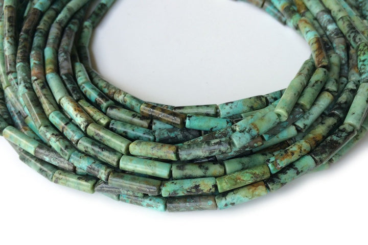 15.5" Natural African turquoise round tube 4x13mm,green color cylinder