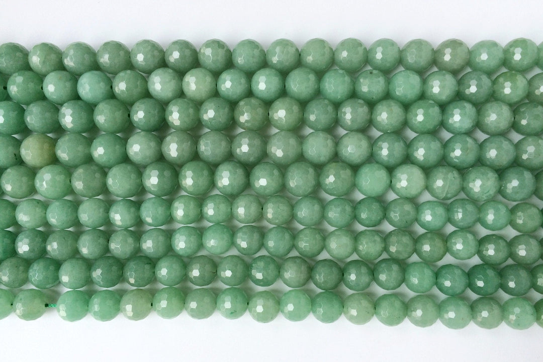 15.5" 12mm4mm Natural green aventurine round faceted beads