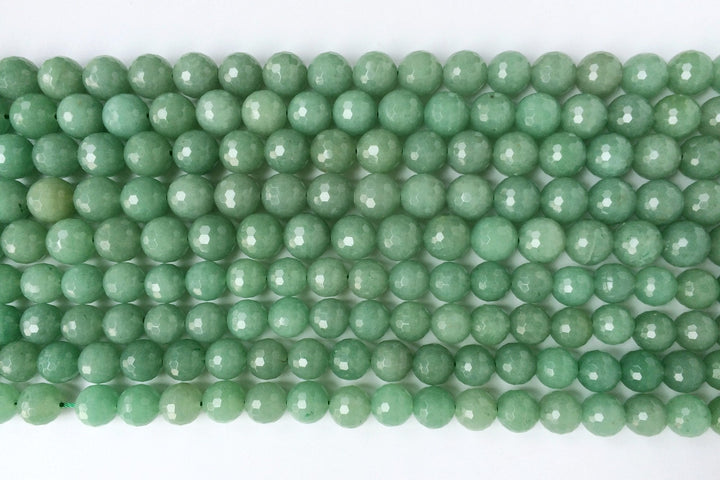 15.5" 12mm4mm Natural green aventurine round faceted beads