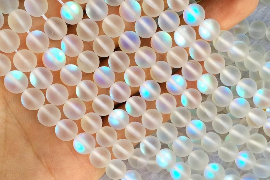Synthetic Moonstone - Round- beads supplier