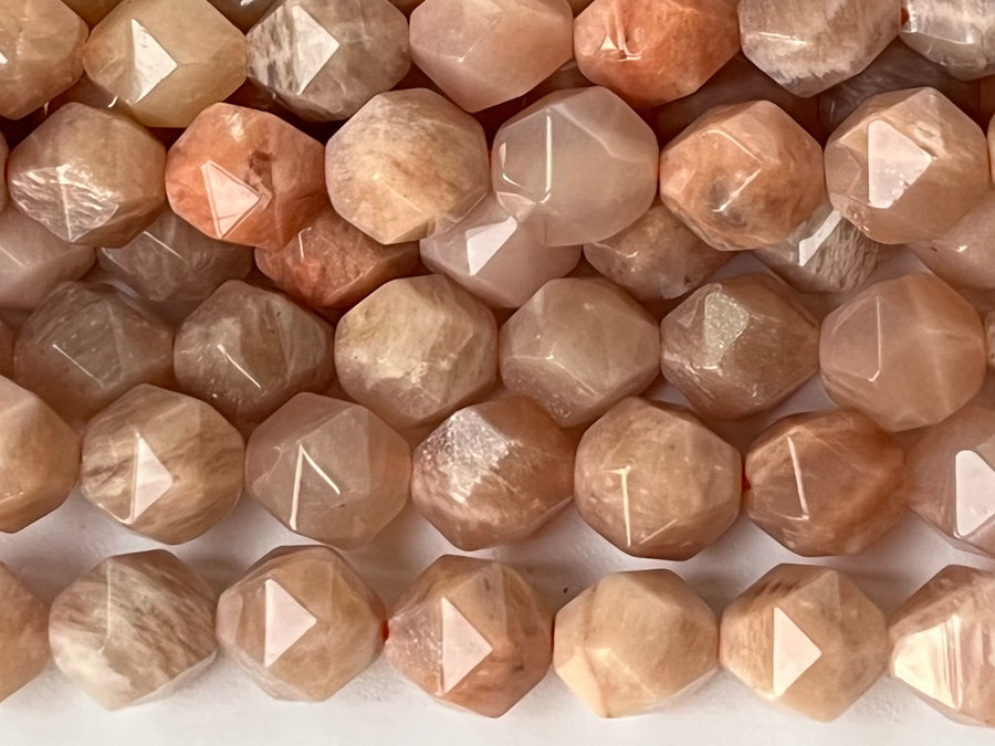 15“ 8mm/10mm natural Sunstone round star faceted beads