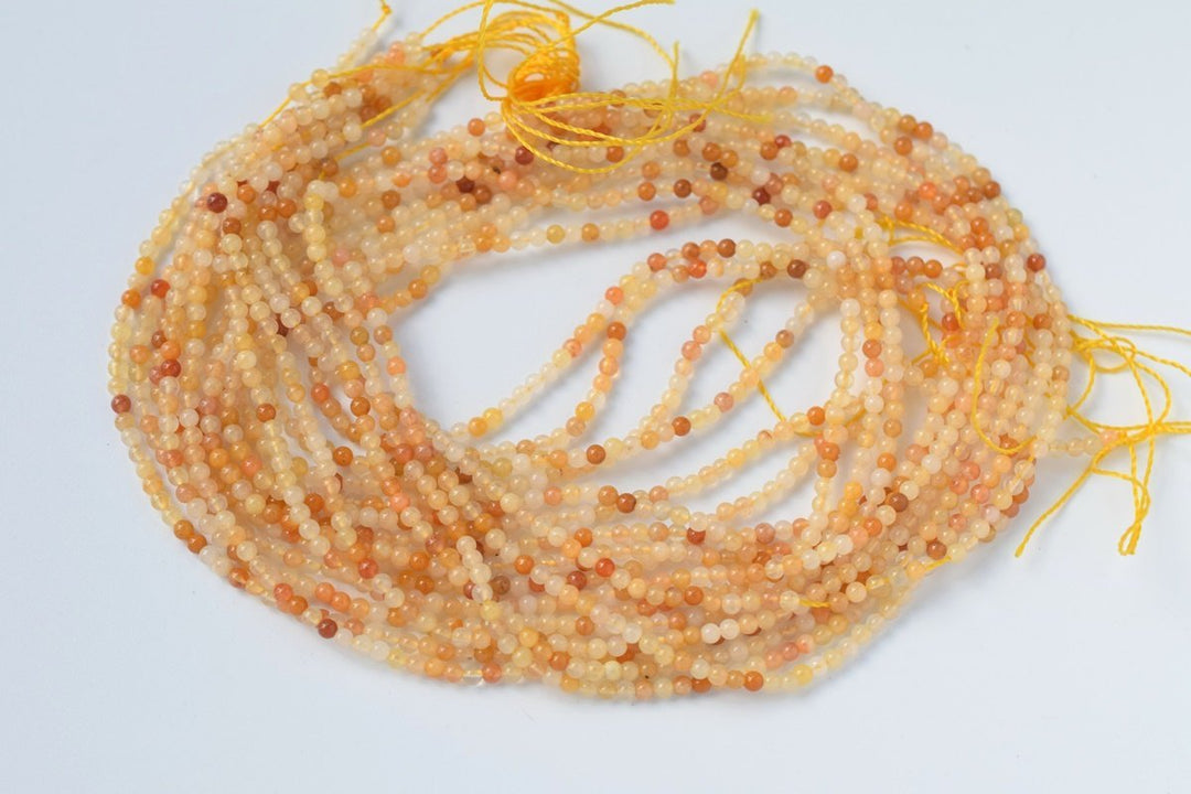 15.5" Yellow aventurine 2mm round beads, small yellow gemstone