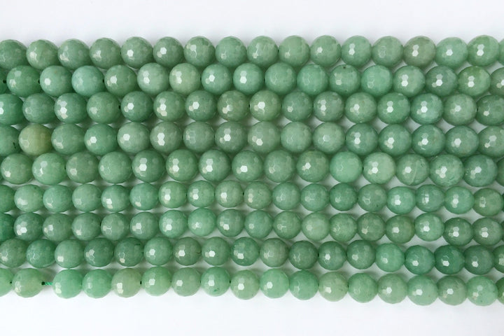 15.5" 12mm4mm Natural green aventurine round faceted beads