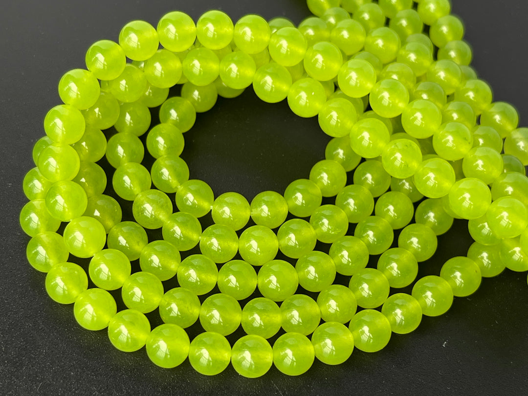 15" 8mm/10mm/12mm Light yellow green Malaysian jade Round beads