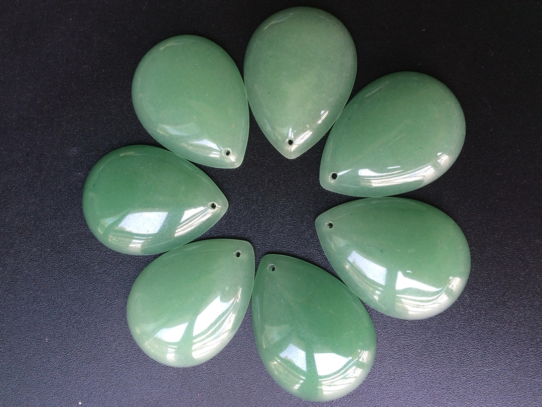 1pc 30x40mm Drilled Natural green aventurine teardrop pendant