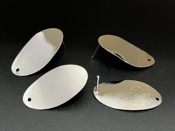 10PC 15x30mm White gold plated brass oval earring studs post findings