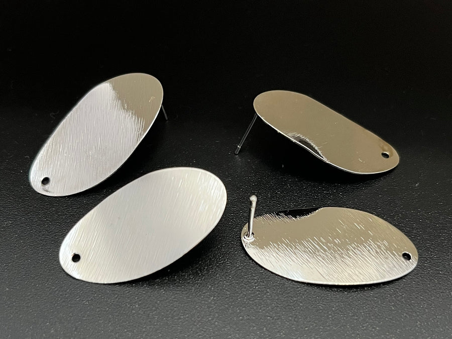 10PC 15x30mm White gold plated brass oval earring studs post findings