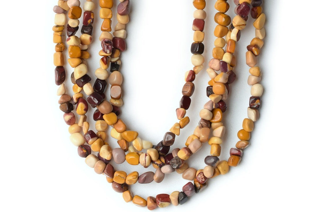 15.5" 3~5mm Natural mookaite pebbles beads, potato beads,small nugget,Yellow Red color,moukaite
