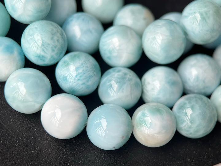 15.5" 8mm A Natural genuine larimar round gemstone jewelry beads