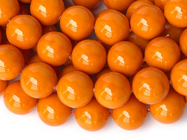 15.5" 6mm/8mm/10mm Orange Shell pearl round beads,shell core pearl