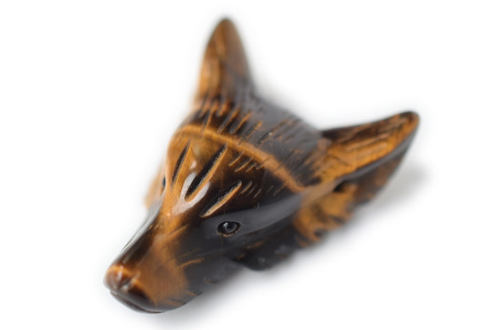 1pcs 30mm Natural Yellow tiger eye carving wolf head pendant