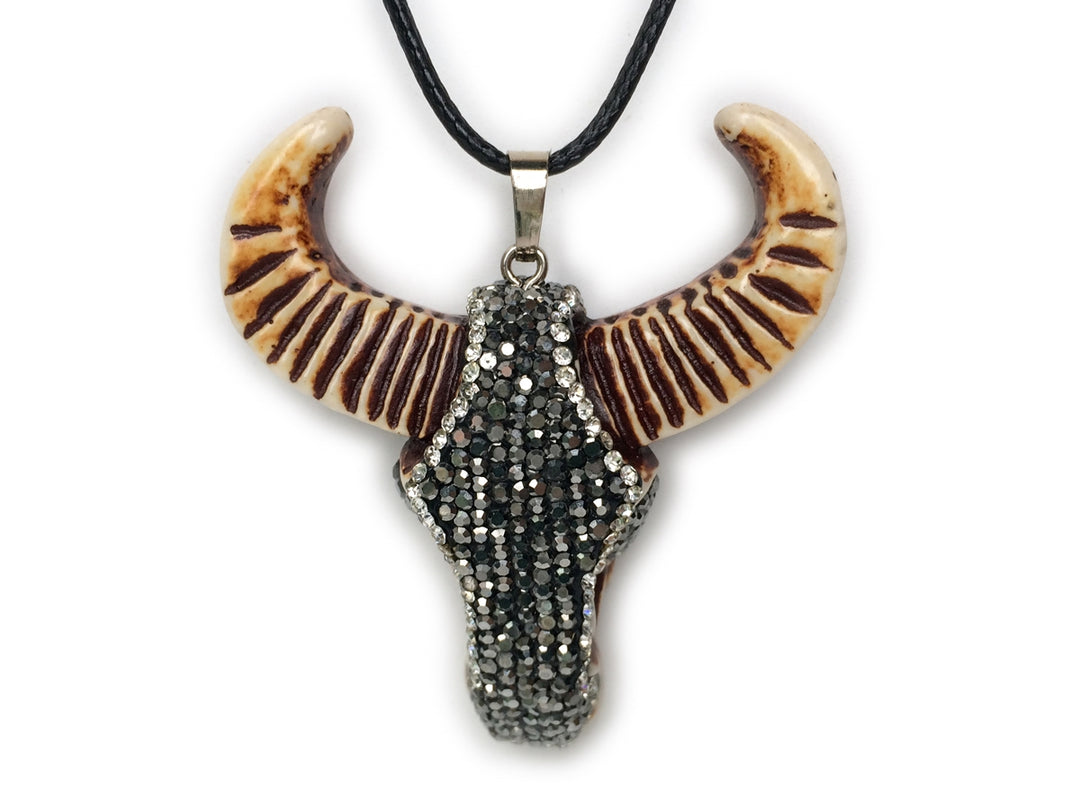 1PC 50x56mm Antique brown color Resin bull cow head pendant