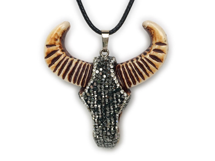 1PC 50x56mm Antique brown color Resin bull cow head pendant