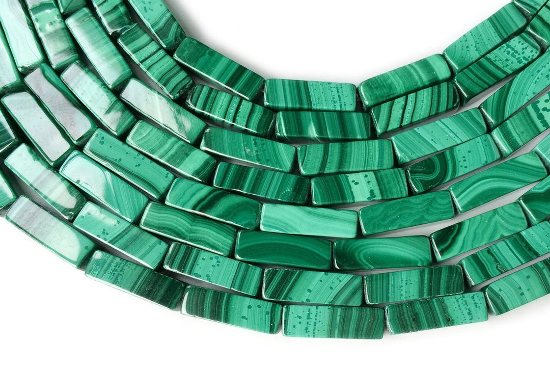 10PCS 4x13mm Genuine natural malachite stone Rectangle tube beads AA