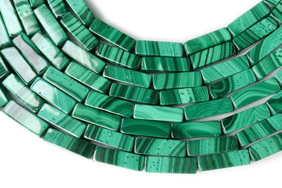 10PCS 4x13mm Genuine natural malachite stone Rectangle tube beads AA