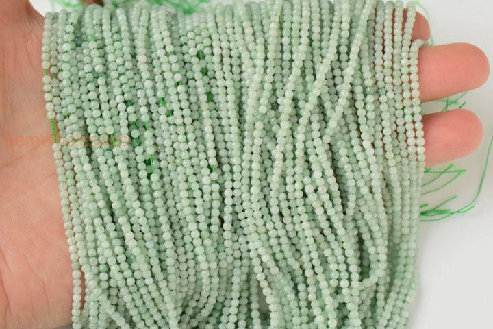 15.5" 2mm natural genuine green burma jadeite Round beads